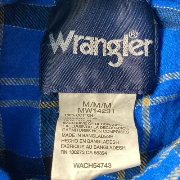 Wrangler Men's Size Medium Pearl Snap Plaid - Picture 3 of 6